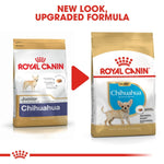 Load image into Gallery viewer, Two packages of Royal Canin Chihuahua dog food with text indicating a new look and upgraded formula.
