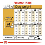 Load image into Gallery viewer, Feeding table for dogs showing weight and activity levels with corresponding food portions.
