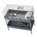 Load image into Gallery viewer, Pet cage with multiple levels and wheels on a white background
