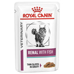 Load image into Gallery viewer, Royal Canin Veterinary Diet Renal with Fish cat food pouch on a white background
