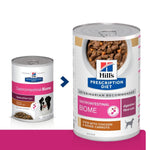 Load image into Gallery viewer, Two cans of Hill&#39;s Prescription Diet Gastrointestinal Biome dog food on a white and pink background.
