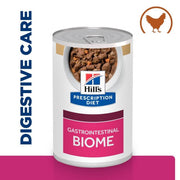 Hills Prescription Diet Gastrointestinal Biome can for pets on a white and pink background