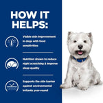 Load image into Gallery viewer, White dog with a blue collar on a white background, next to text about product benefits.
