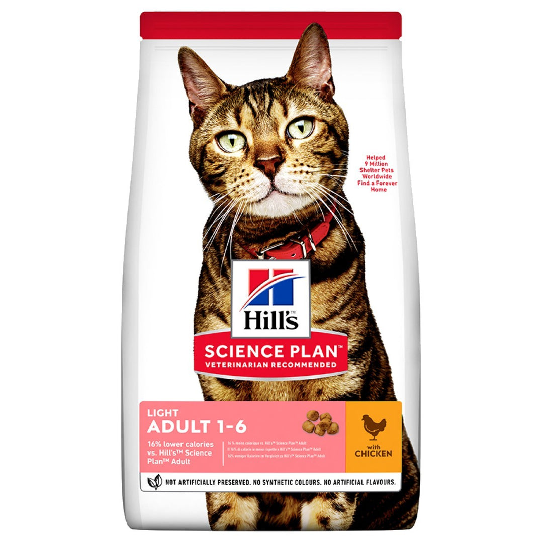 Bag of Hills Science Plan cat food with a cat on the label