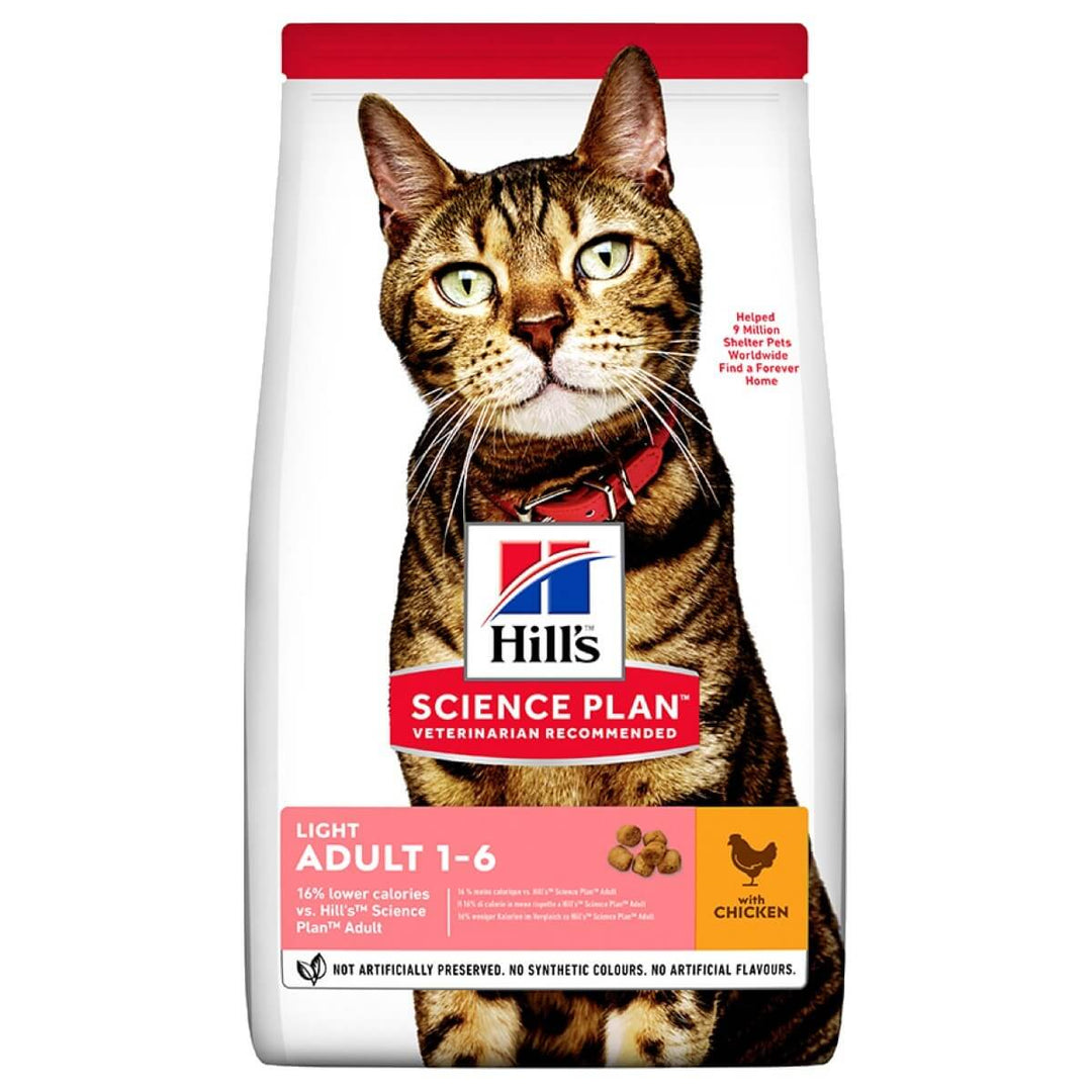 Bag of Hills Science Plan cat food with a cat on the packaging