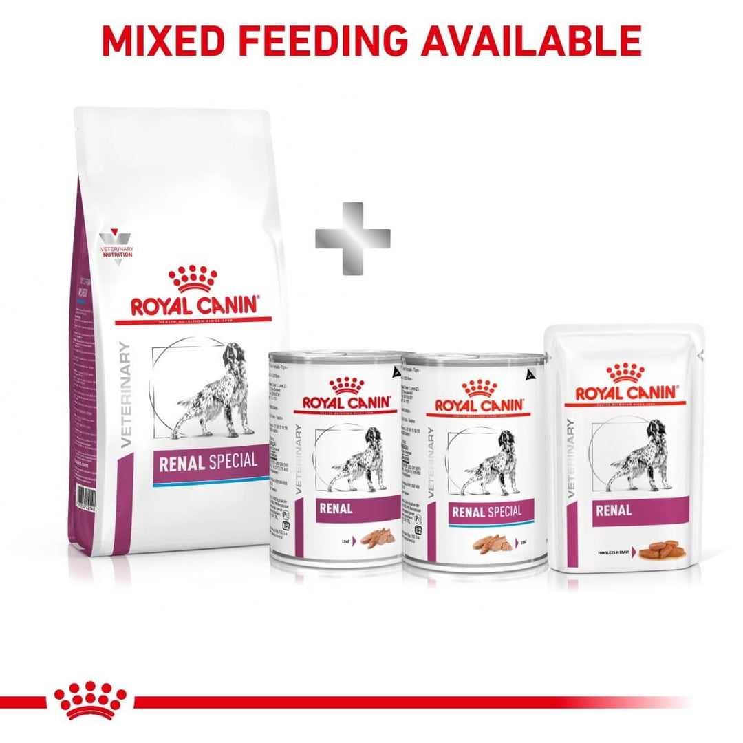 Royal Canin Veterinary Diet Renal Special food products on a white background