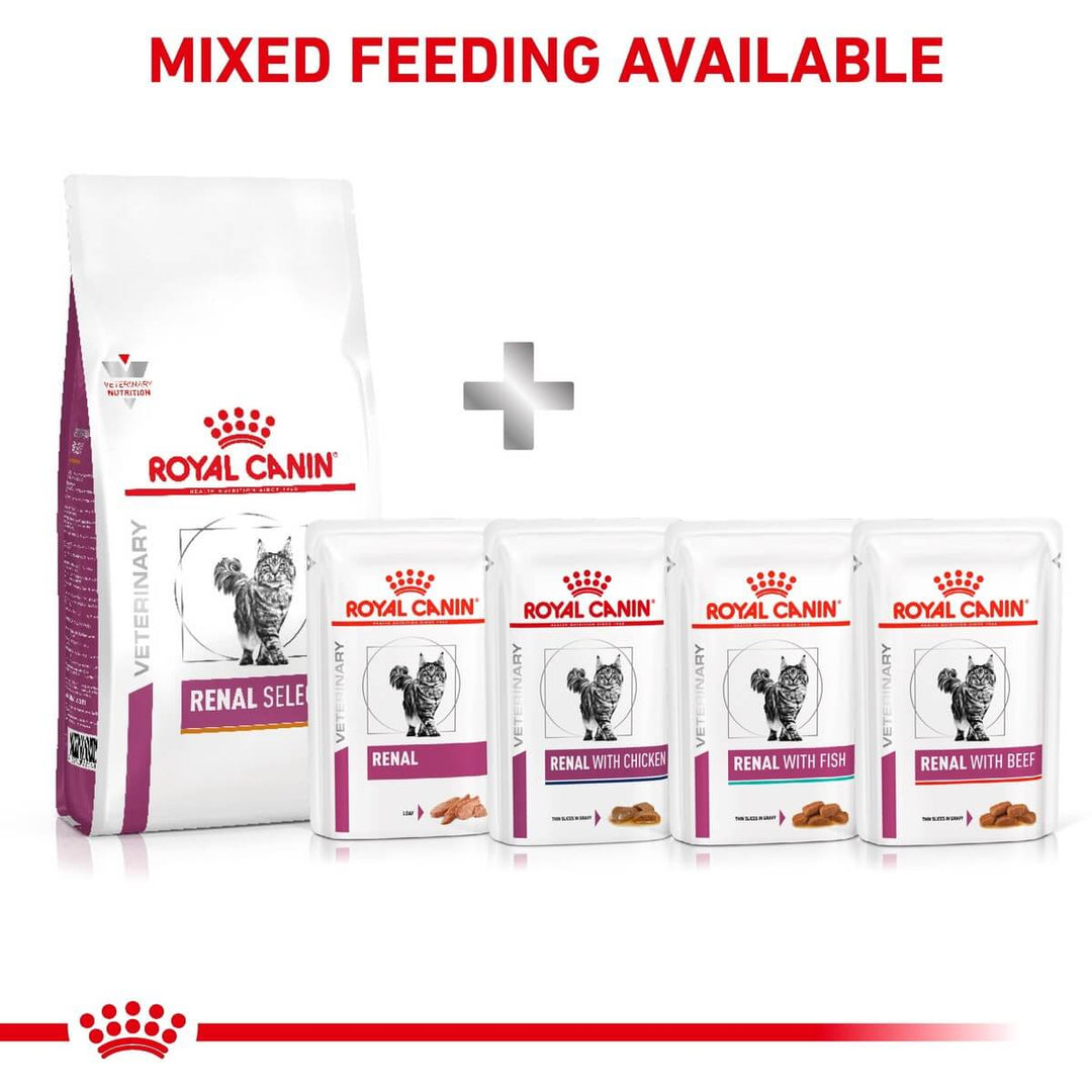 Royal Canin Renal Select pet food packages on a white background
