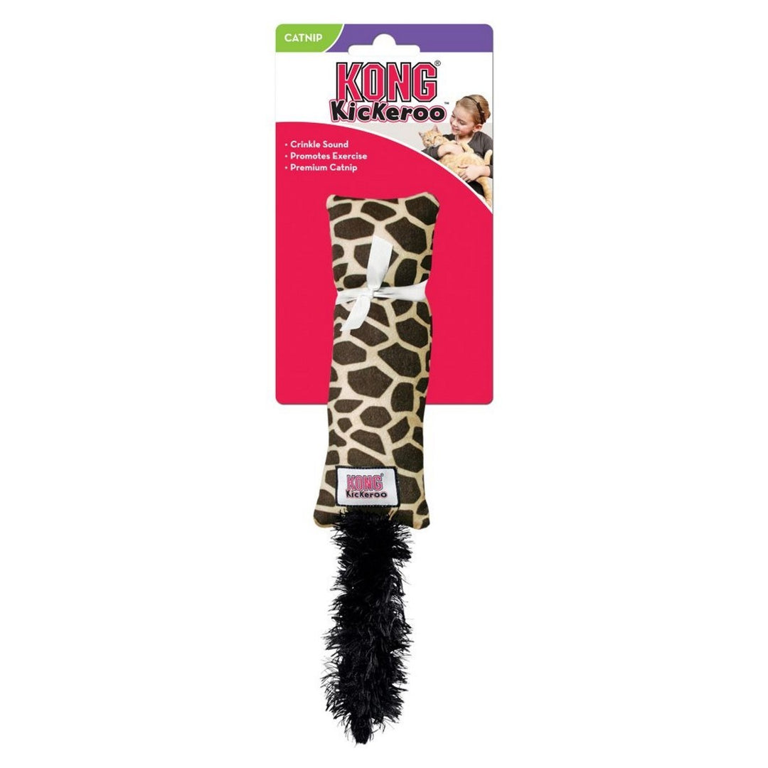 Kong Kickeroo dog toy with giraffe pattern packaging on a white background
