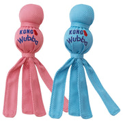 Pink and blue KONG Wubba toys on a white background