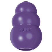Purple KONG dog toy on a white background