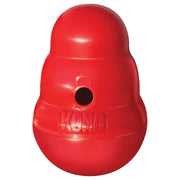 Red KONG dog toy on a white background