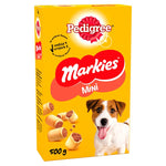 Load image into Gallery viewer, Box of Pedigree Markies Mini dog treats with a yellow background
