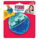 Load image into Gallery viewer, Kong Rewards treat dispenser toy packaging with a blue and clear ball design on a pink background.
