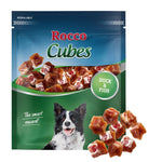 Load image into Gallery viewer, Rocco Cubes duck and fish dog treat package with a dog on the label
