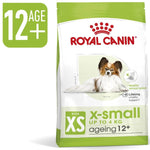 Load image into Gallery viewer, Royal Canin X-Small ageing 12+ dog food package on a white background
