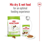 Load image into Gallery viewer, Royal Canin dog food packages with text on an optimal feeding experience.
