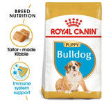 Load image into Gallery viewer, Royal Canin Bulldog Puppy dog food packaging with key features highlighted.

