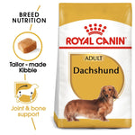 Load image into Gallery viewer, Royal Canin Dachshund dog food package with text highlighting features.
