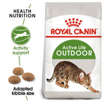 Load image into Gallery viewer, Royal Canin Active Life Outdoor cat food bag with a cat illustration and text on health and nutrition.
