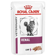 Royal Canin Veterinary Renal cat food pouch on a white background