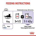 Load image into Gallery viewer, Royal Canin feeding instructions for feline appetite control care on a white background
