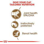 Load image into Gallery viewer, Cat food label emphasizing tailored nutrition for joint, instinctive preference, and renal health with EPA/DHA.
