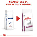 Load image into Gallery viewer, Two packages of Royal Canin Renal dog food with a red play button graphic and text about new packaging design.

