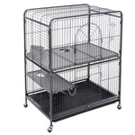 Load image into Gallery viewer, Pet cage with multiple levels and wheels on a white background
