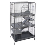 Load image into Gallery viewer, Pet cage with multiple levels and wheels on a white background
