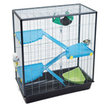 Load image into Gallery viewer, Pet cage with blue and green platforms on a white background
