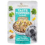 Load image into Gallery viewer, Pack of Applaws Taste Toppers in Broth for dogs with tuna, pumpkin, chickpeas, and kale.
