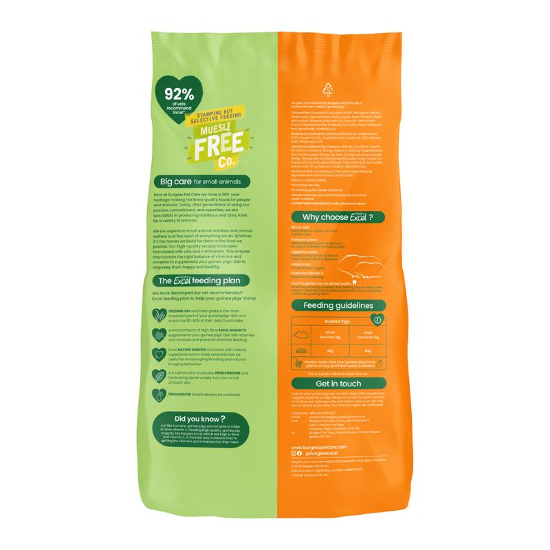 Green and orange pet food packaging with text and icons on a white background