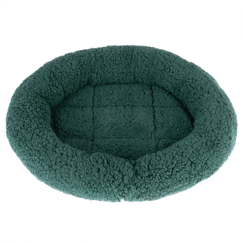 Green pet bed on a white background