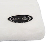 Load image into Gallery viewer, White pillow with a black logo on a white background
