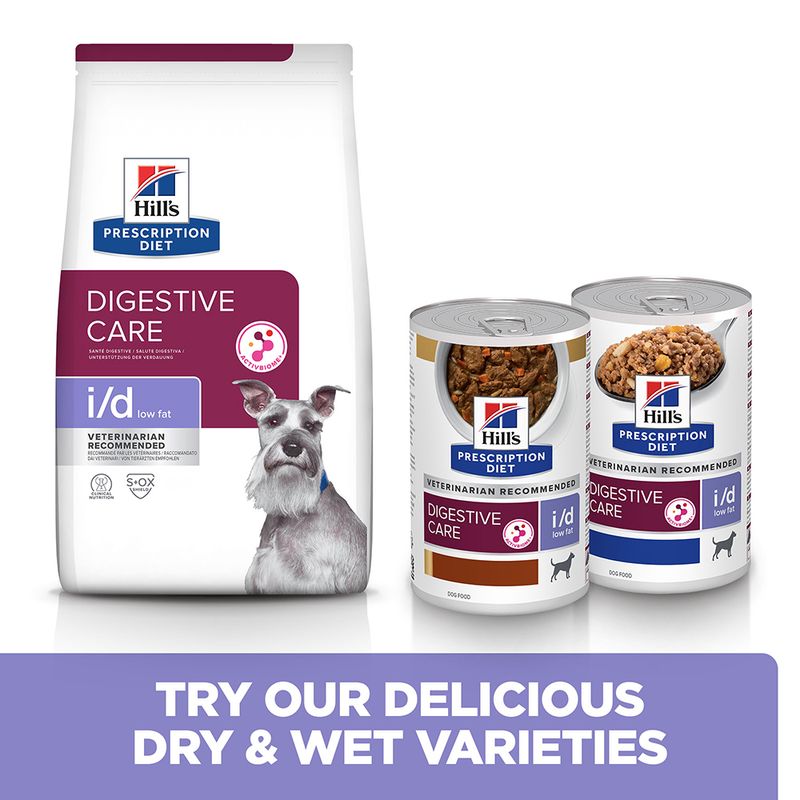 Hills Prescription Diet Digestive Care pet food products on a white background