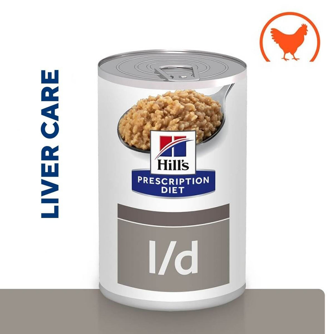 Can of Hill's Prescription Diet l/d Liver Care on a white background