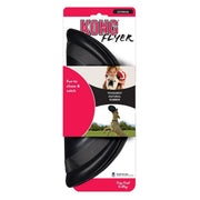KONG Flyer dog toy packaging with black toy and pink and white label.
