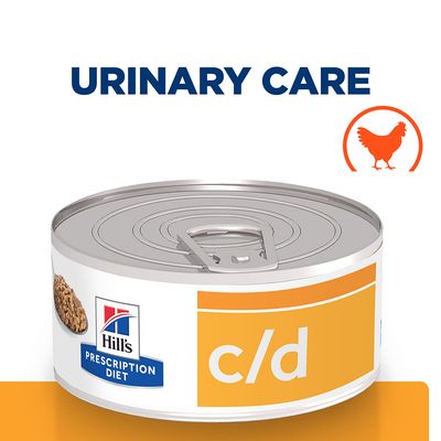 Wet cat food from Hill's c/d tin in bowl