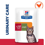 Load image into Gallery viewer, Hills Prescription Diet c/d multicare pouch for cats with a cat&#39;s face on it, on a white background.
