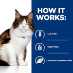 Load image into Gallery viewer, Cat with text explaining dietary benefits on a blue and white background
