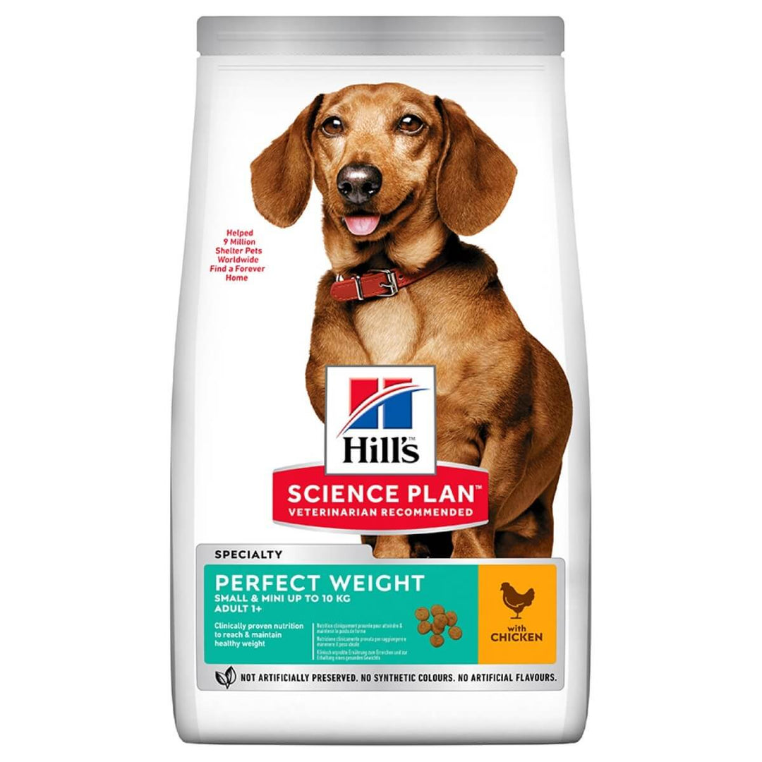 Hill's Science Plan dog food package with a dachshund on a white background