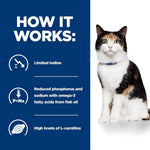 Load image into Gallery viewer, Cat with text explaining a dietary supplement for cats on a blue background
