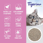 Load image into Gallery viewer, Tigerino Premium cat litter packaging with a cat and product features on a pink background
