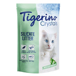 Load image into Gallery viewer, Tigerino Crystals silicate litter packaging with a white cat on a light green and blue background
