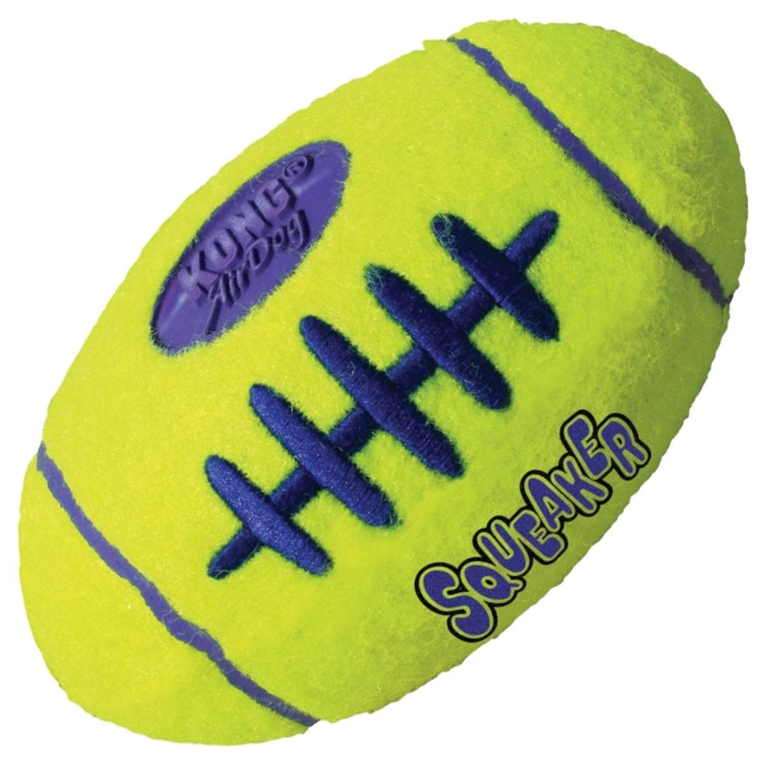 Durable dog toy shaped like football