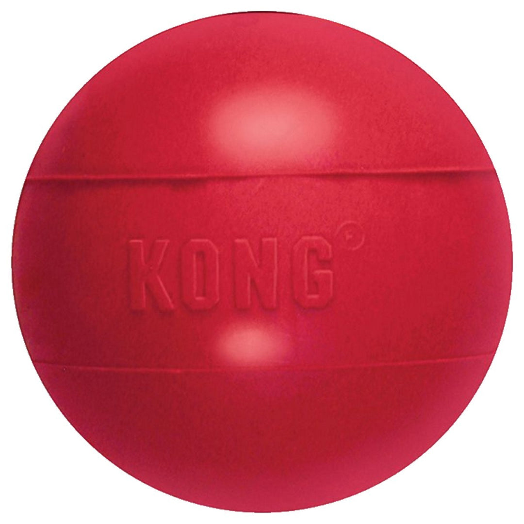 Red KONG dog toy on a white background