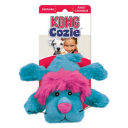 Kong Cozie toy with blue and pink design on a white background