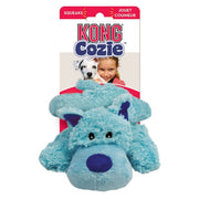 Blue dog toy with KONG Cozie branding on a white background