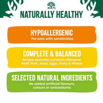 Load image into Gallery viewer, Naturally Healthy pet food label with key features on a white background
