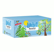 Lunebro product packaging with trees and birds on a blue background